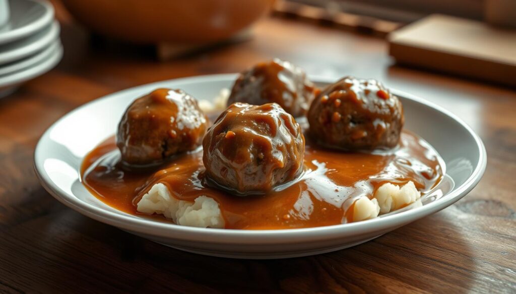 Ground Beef Meatballs and Gravy