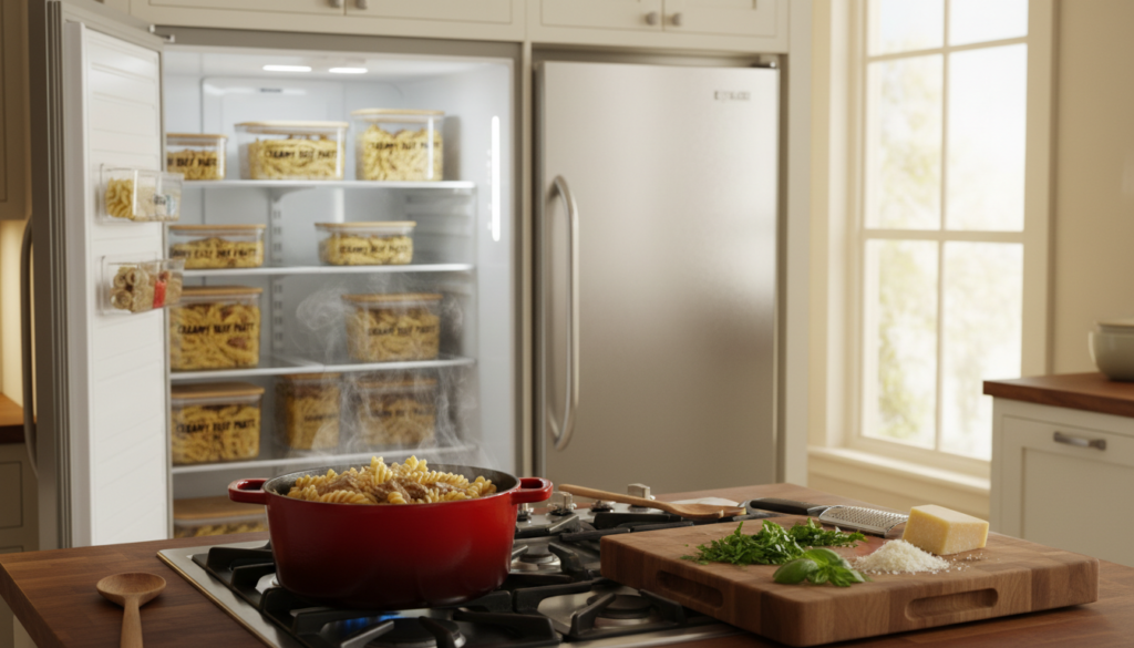 Proper storage and reheating techniques for creamy beef pasta dishes