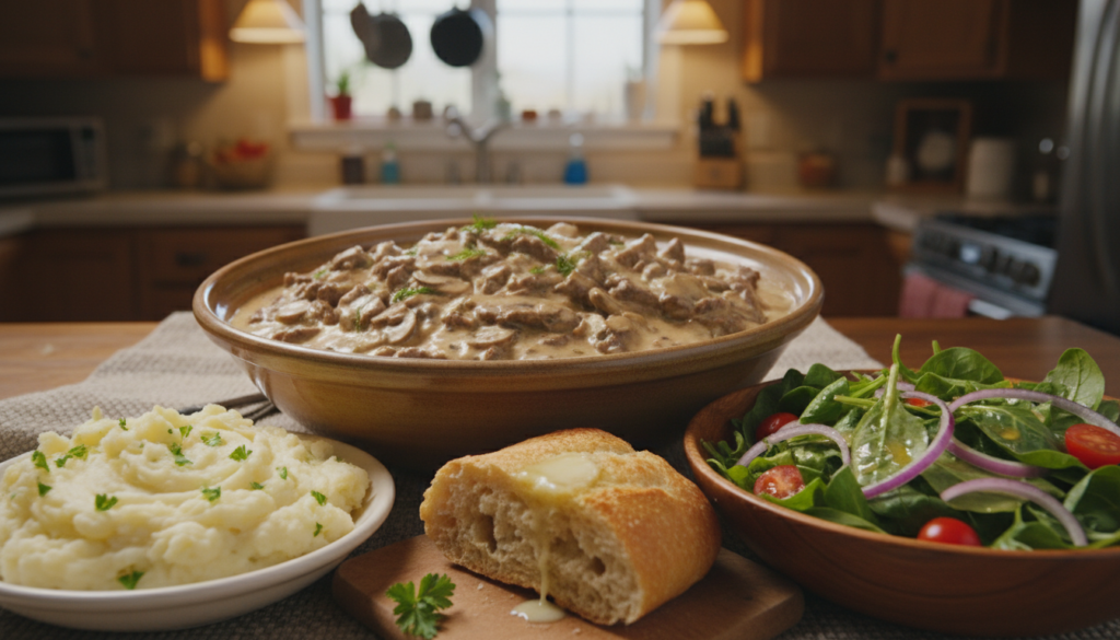 complementary sides for beef stroganoff dinner