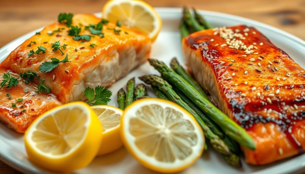 garlic butter salmon and teriyaki salmon variations