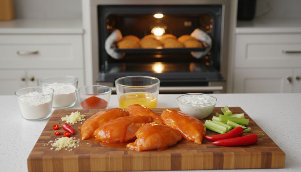homemade buffalo chicken preparation and cooking steps