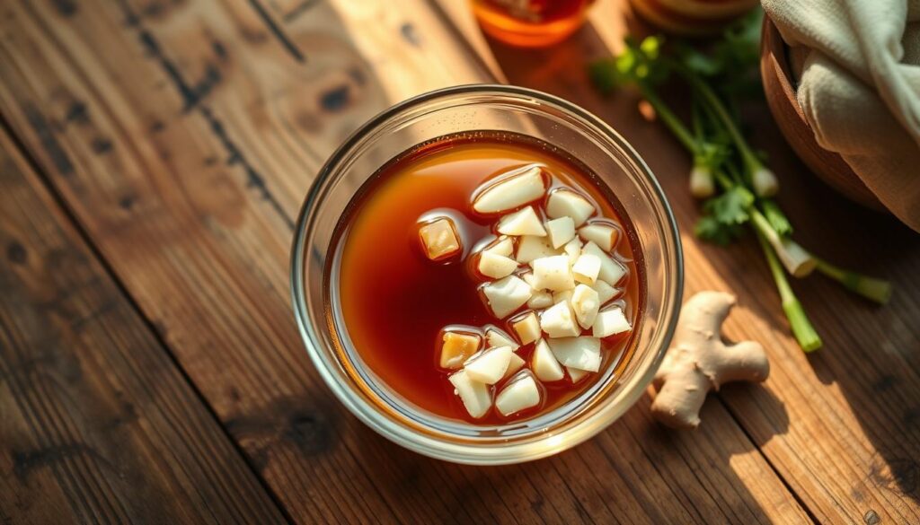 honey garlic glaze ingredients in a bowl