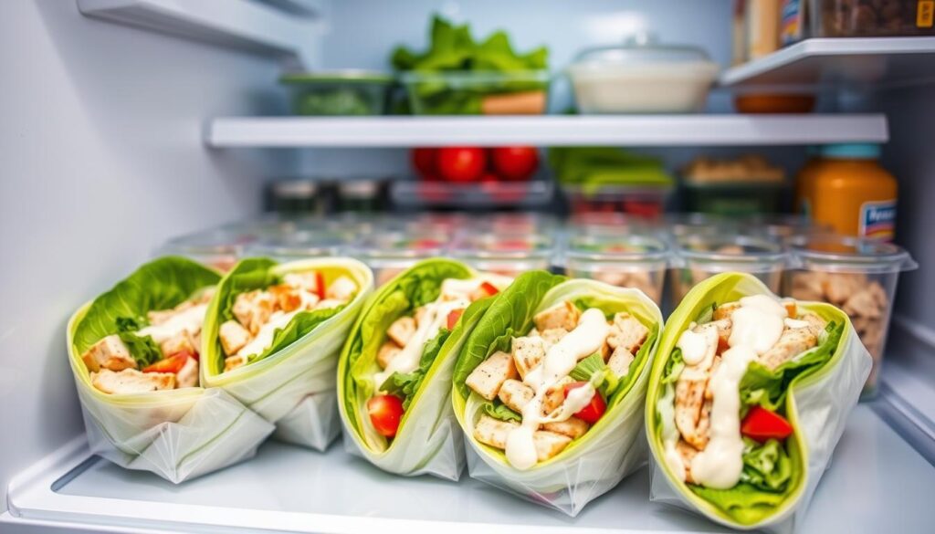 make ahead wraps stored in refrigerator