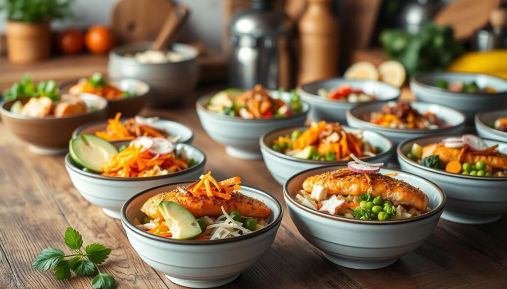 salmon bowl variations with different toppings and sauce options