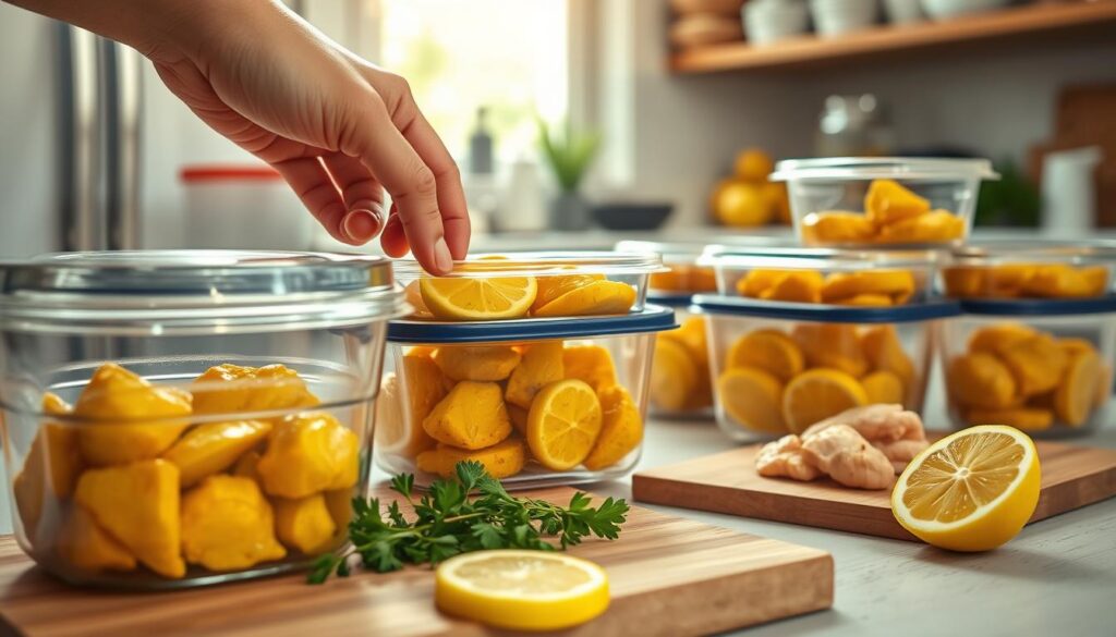 storing lemon butter chicken in airtight containers
